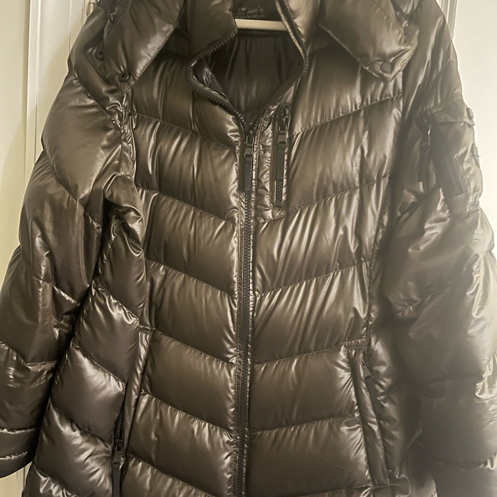 Andrew Marc Metallic Puffer Coat Taupe/ khaki color xxl